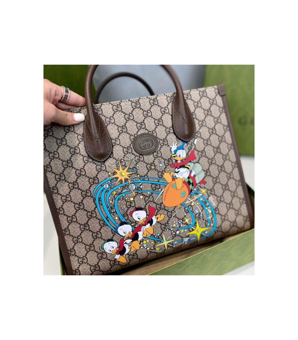 Gucci Beige GG Supreme Canvas Donald Duck Tote Bag 31cm view 7