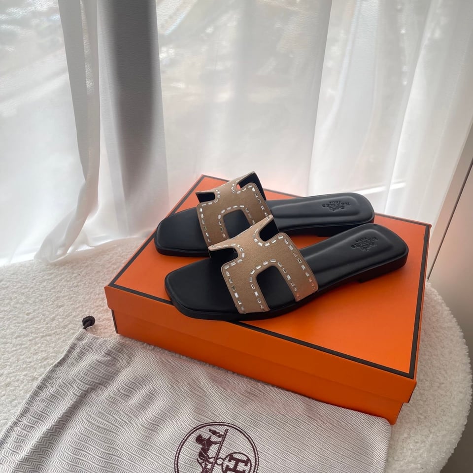 Hermes Oran Sandal Brown And Black view 3
