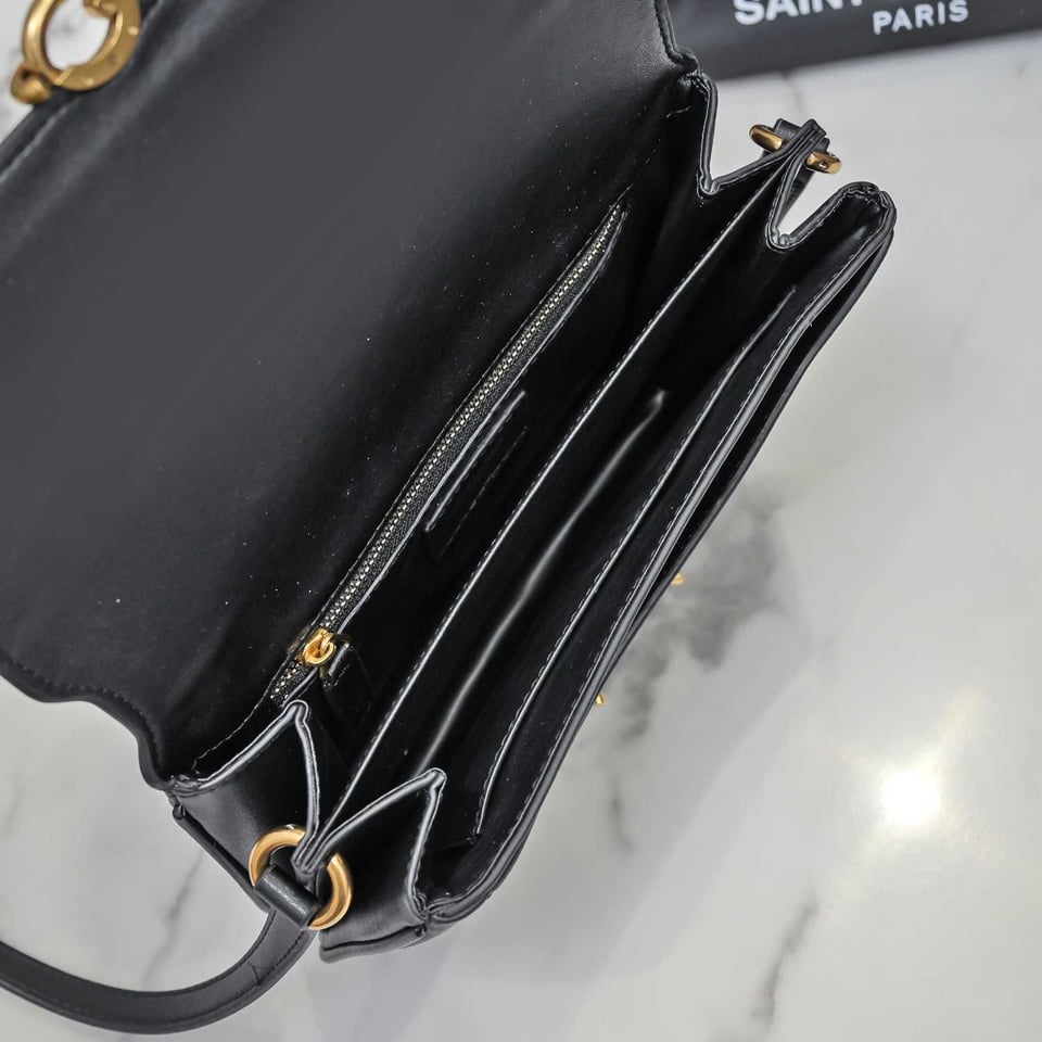 Saint Laurent Le Maillon Satchel In Smooth Leather Black view 7