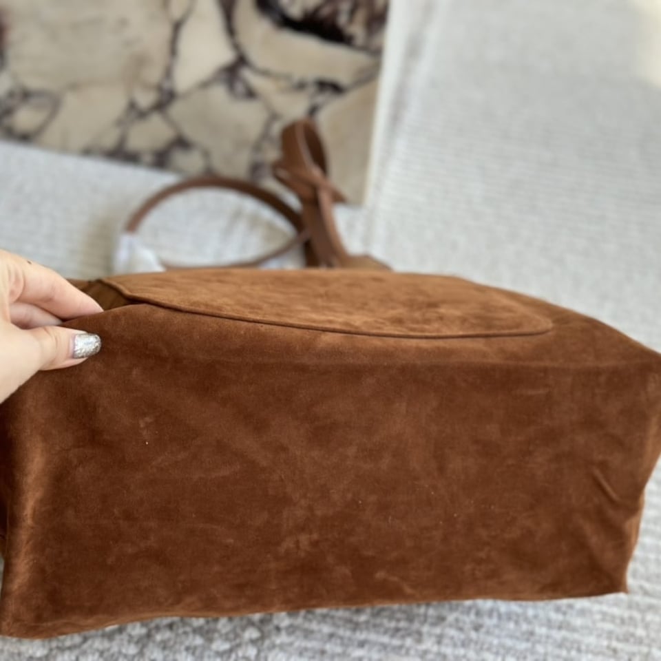 Prada Suede Double Tote Bag Cocoa Brown 35Cm view 8