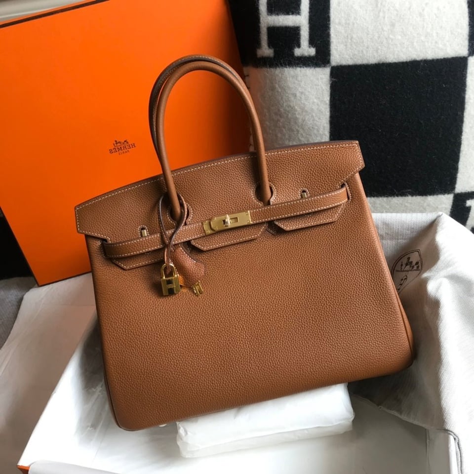Hermes Birkin 35Cm Bag Brown Togo Gold Hardware view 2