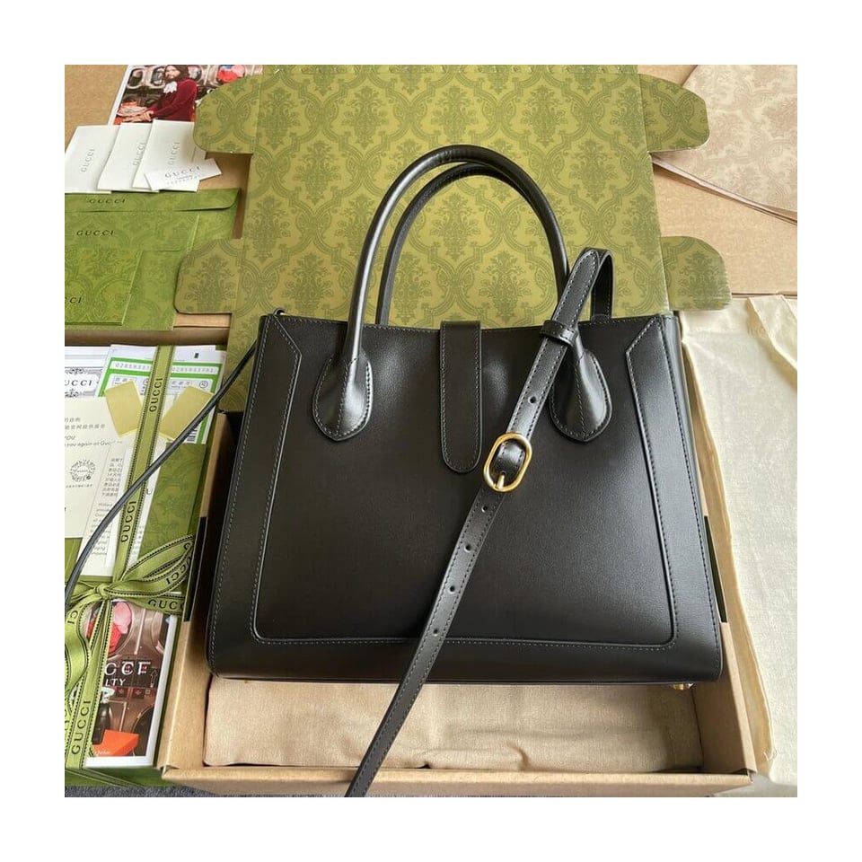 Gucci Jackie 1961 Medium Tote Bag in Black Leather 30cm view 12