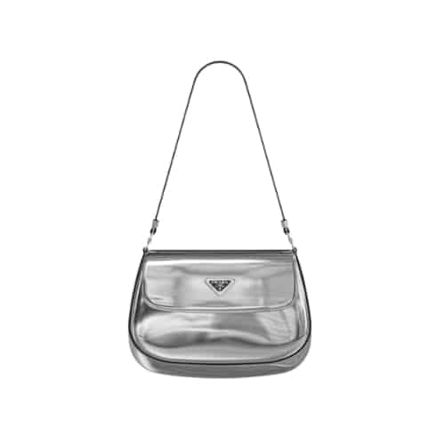 Prada Cleo Brushed Leather Shoulder Bag In Silver view 2