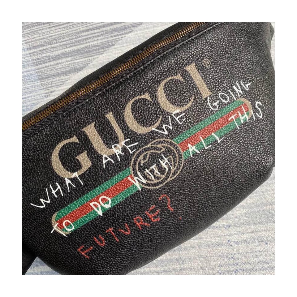 Gucci Leather Coco Capitan Vintage Logo Belt Bag Black view 9