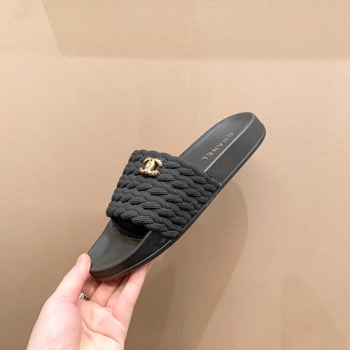 Chanel Braided Slides Black view 7