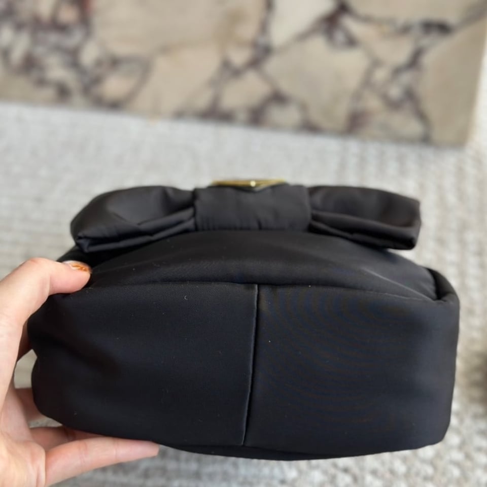 Prada Re Nylon And Nappa Leather Mini Bag With Bow Black 20Cm view 6