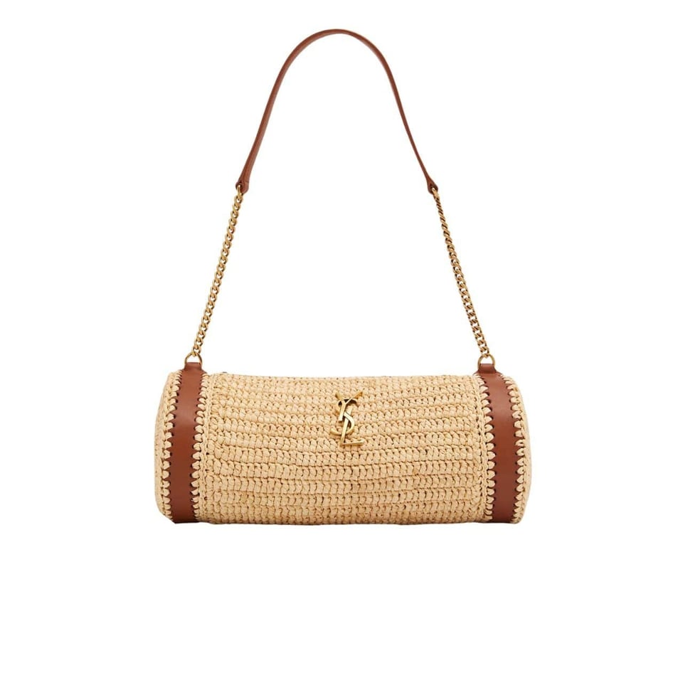 Saint Laurent Sade Raffia Tube Bag In Natural 33Cm view 2