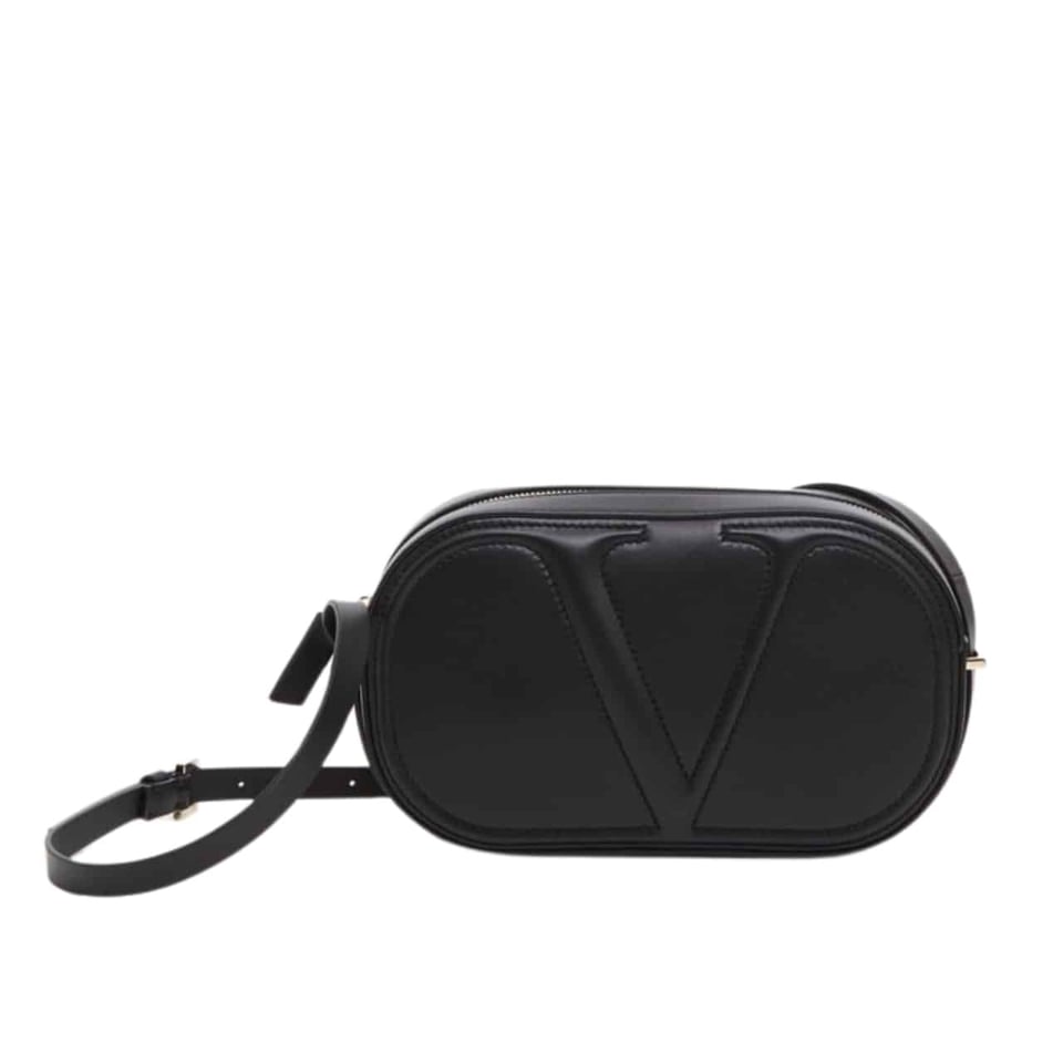 Valentino Vlogo Walk Calfskin Crossbody Bag Black 25Cm view 2