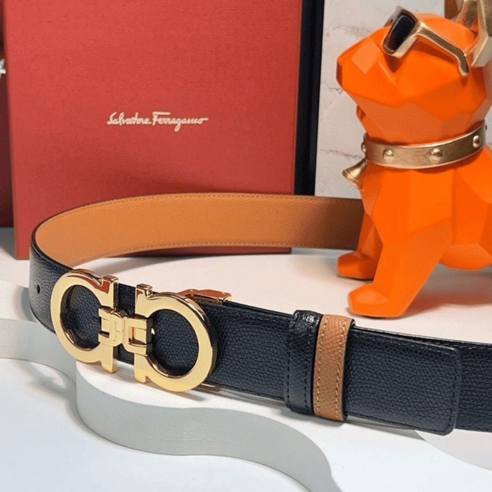 Ferragamo Gancini Reversible Gold Buckle 35mm Belt For Men view 3