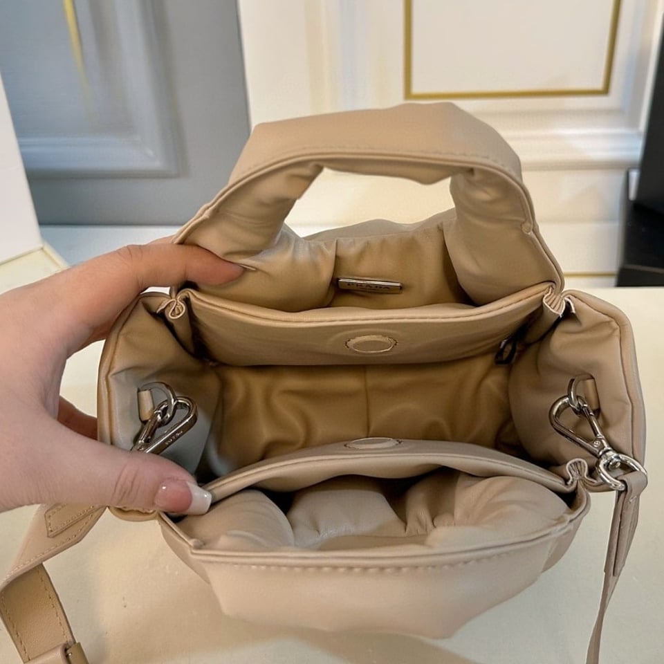 Prada Padded Soft Leather Bag Desert Beige 19Cm view 7