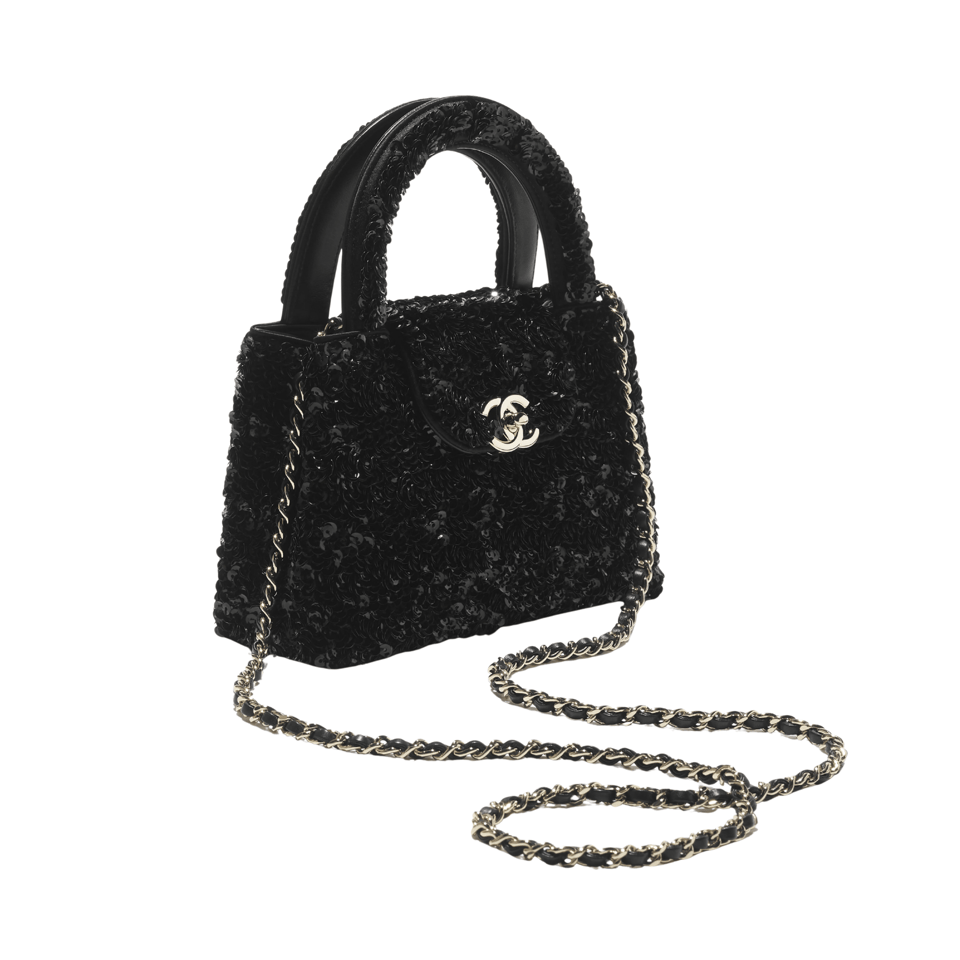 Chanel Mini Sequin Handbag Black 19cm/7.5in view 4