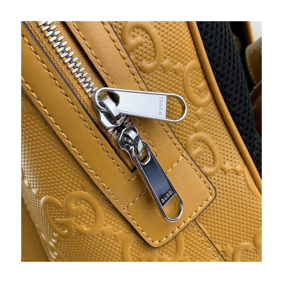 Gucci GG Embossed Backpack in Yellow Leather view 10
