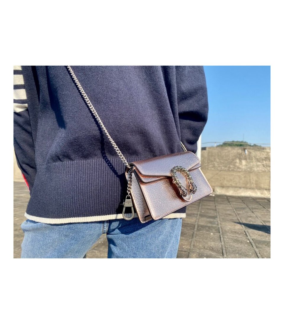 Gucci Dionysus Small Shoulder Bag in Rose Gold Lame Leather view 6