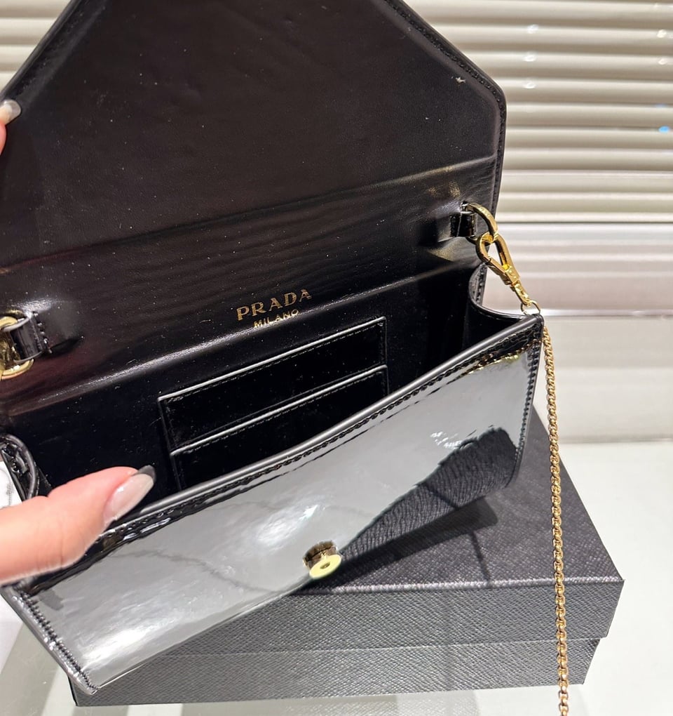 Prada Patent Leather Mini Bag Black 20Cm view 10