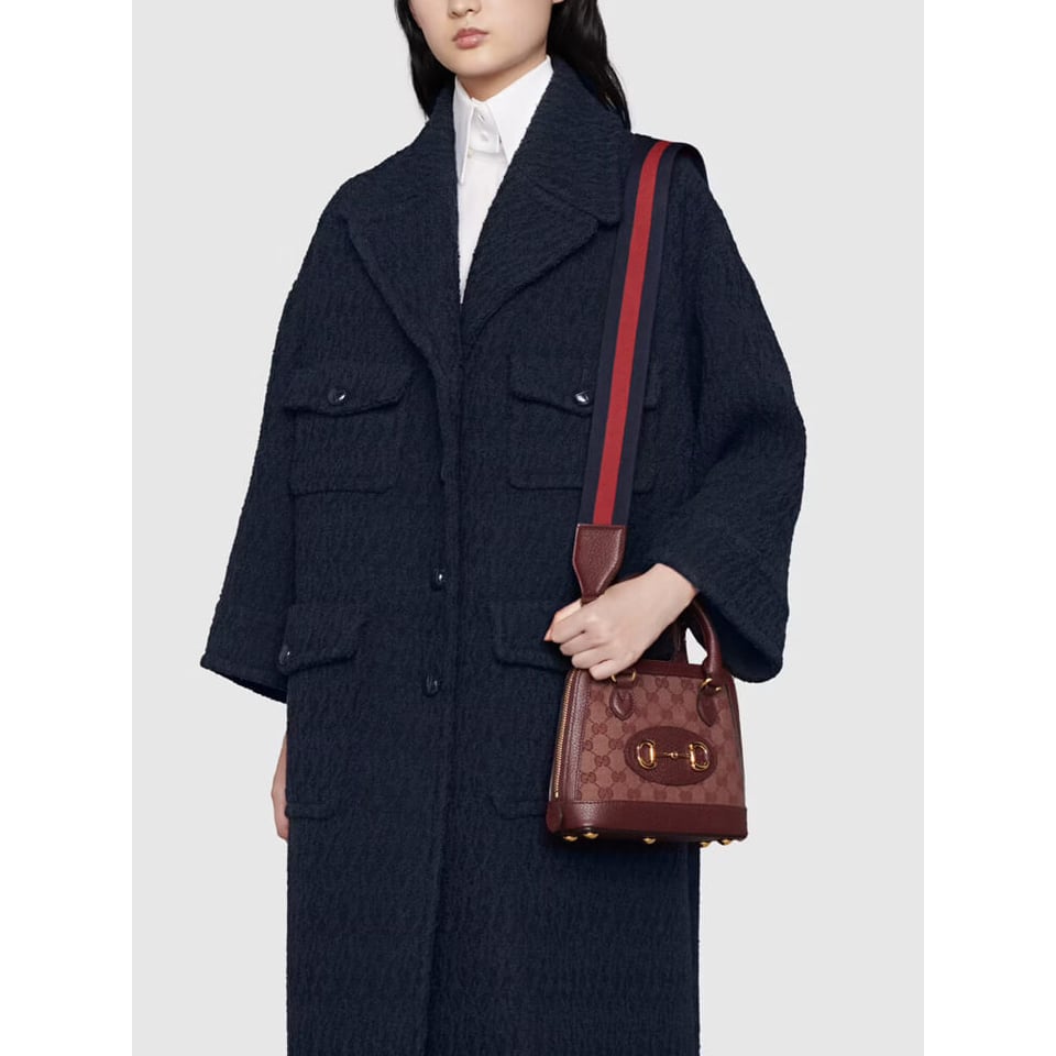 Gucci Horsebit 1955 GG Mini Bag in Burgundy GG Canvas view 3