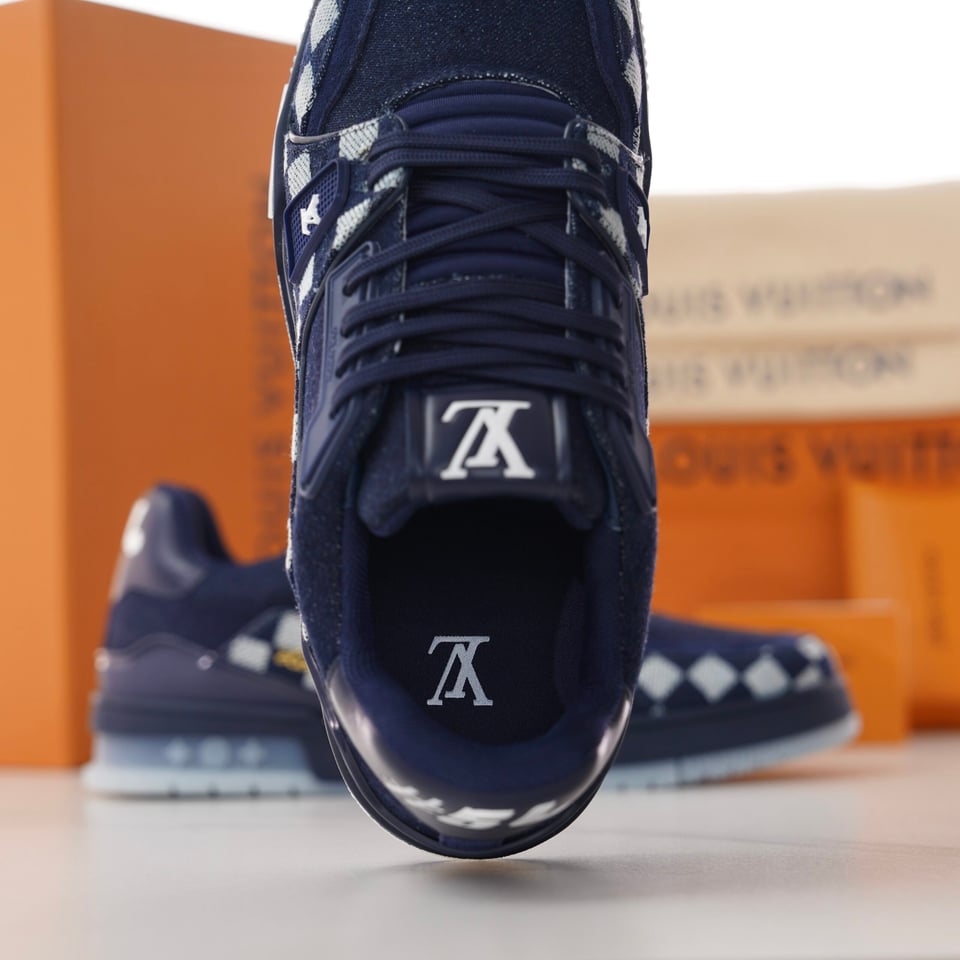 LV Trainer Sneaker Damier Denim Blue for Men 1AIK58 view 14