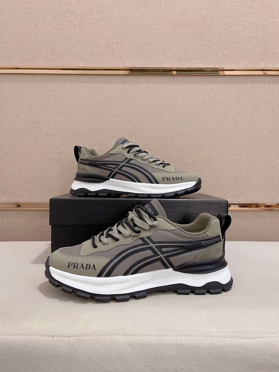 Prada Sport Sneakers Curved Line Green And Black view 7