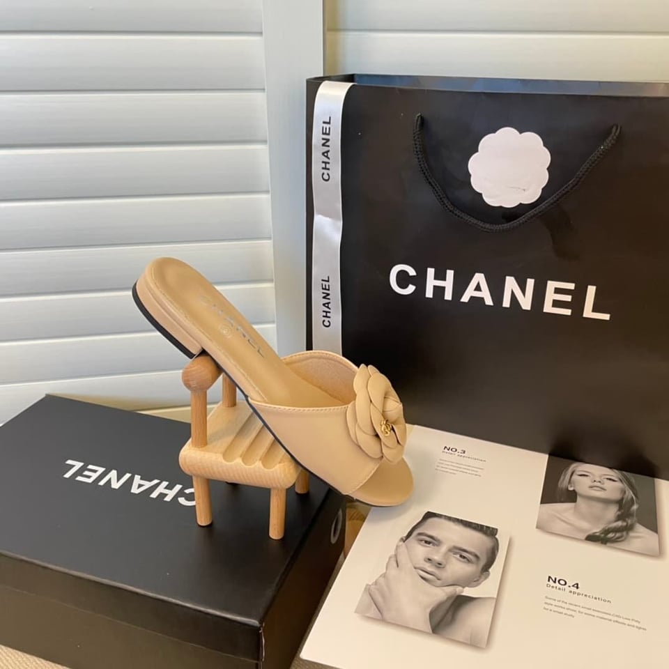Chanel Camellia Slides Beige view 9