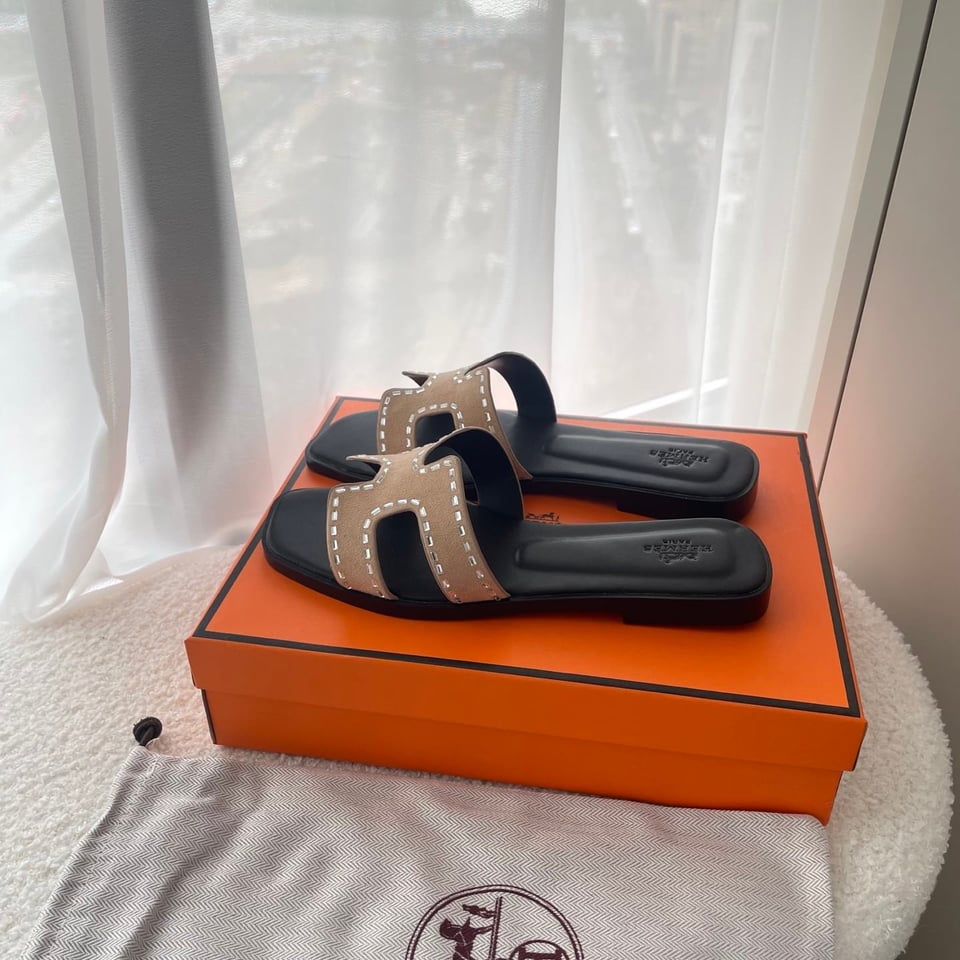 Hermes Oran Sandal Brown And Black view 4