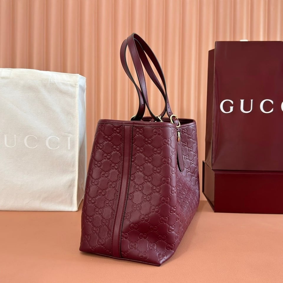 Gucci Rosso Ancora GG Embossed Leather Tote Bag 38cm/15in view 6