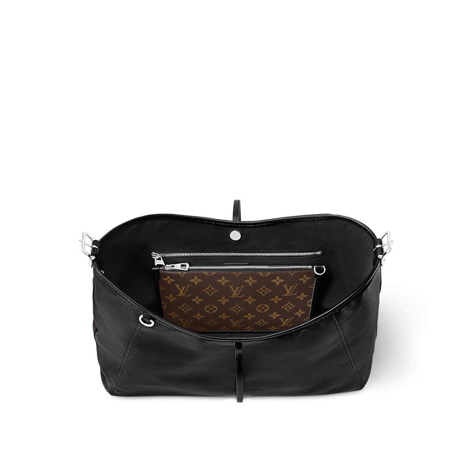Louis Vuitton CarryAll Vibe MM Medium Black Leather Shoulder Bag 39cm/15.4in M25143 view 7