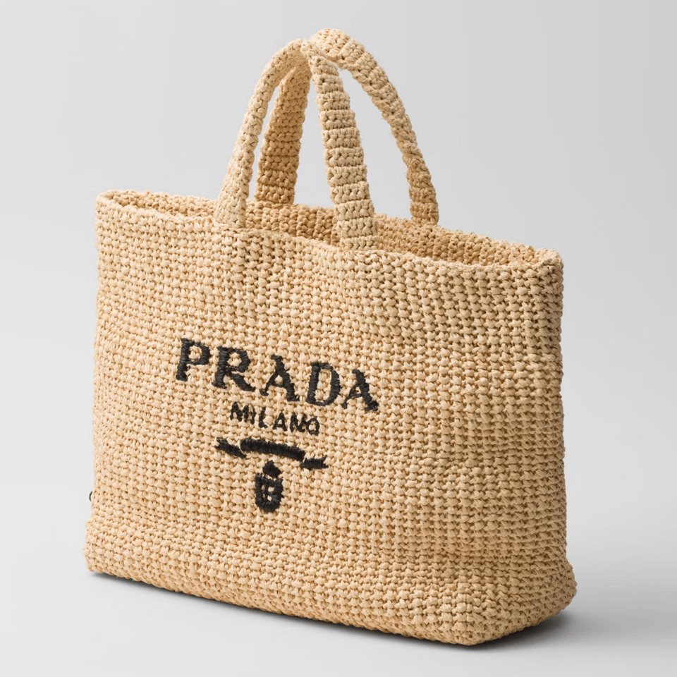 Prada Crochet Logo Tote Bag 40cm view 4