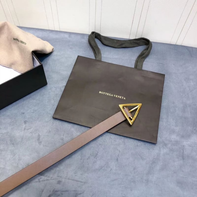 Bottega Veneta Triangle-Buckle 20mm Leather Belt 609275 view 5