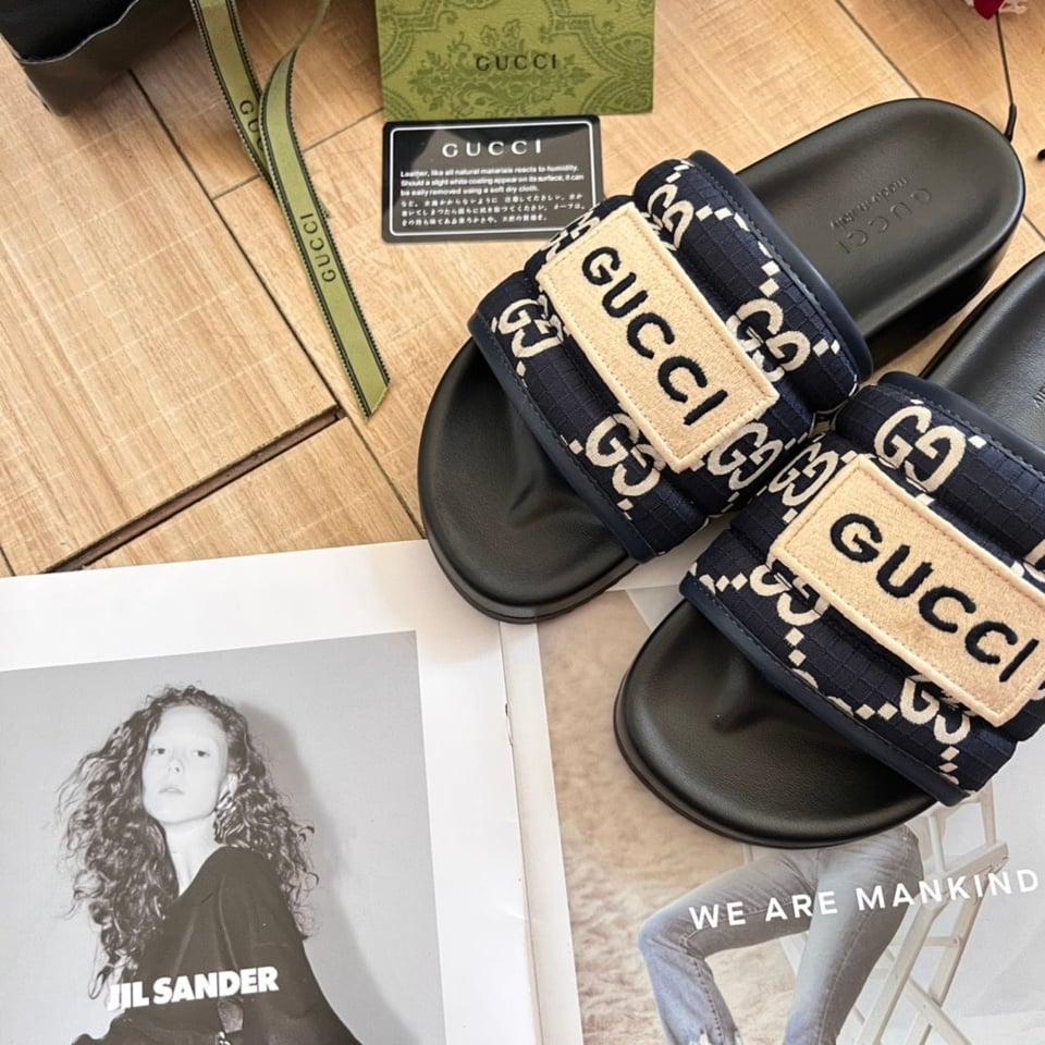 Gucci Gg Horizontal Strap Sandals With Tag In Blue view 6