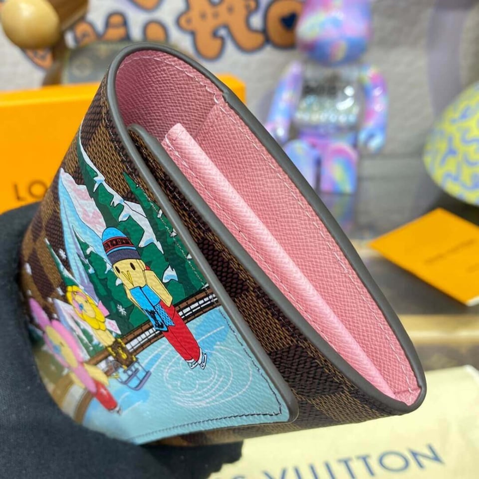 Louis Vuitton Vivienne Sailing Damier Ebene Sarah Wallet Pink view 7