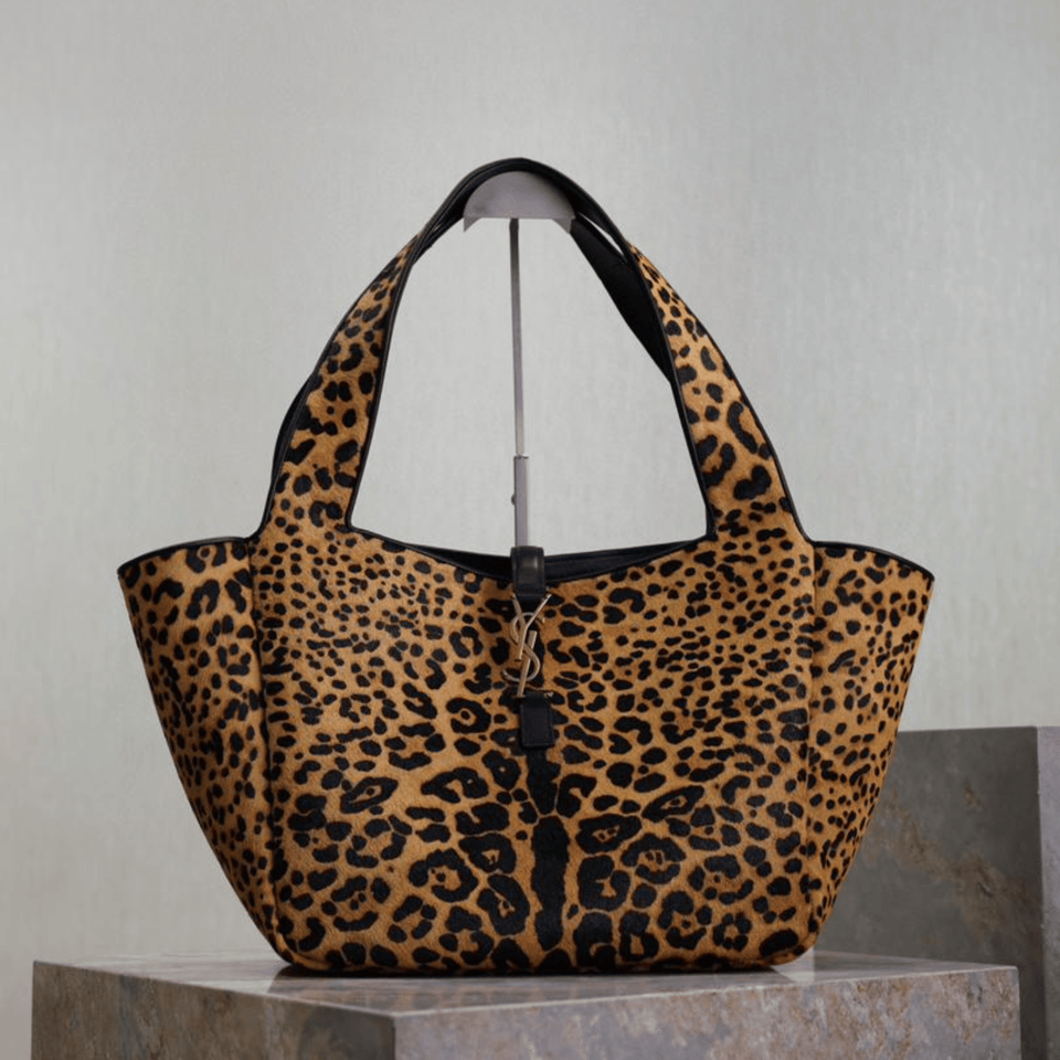 Saint Laurent Leopard Print Tote Bag Brown view 3
