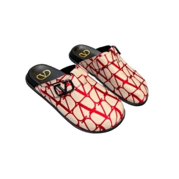 Valentino Garavani Toile Iconographe Vlogo Clog Red view 2