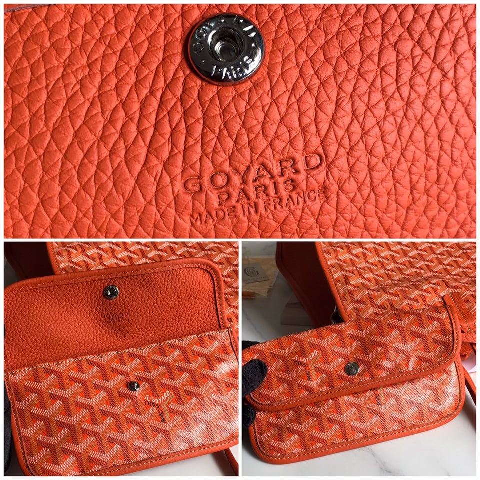 Goyard Hardy Pm Bag 40 Cm Orange Goyardine Canvas And Taurillon Leather Trim view 8