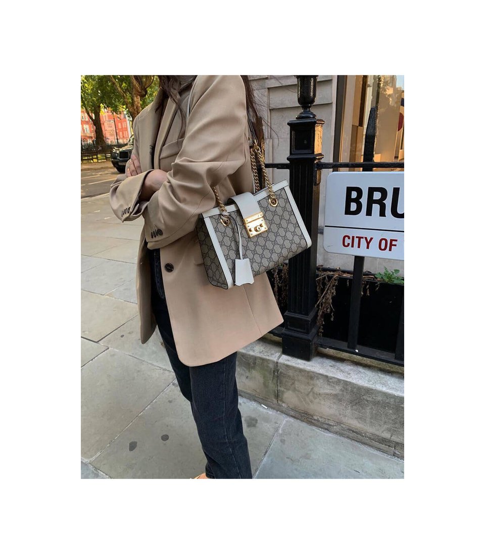 Gucci GG Supreme Padlock Small Shoulder Bag White view 4