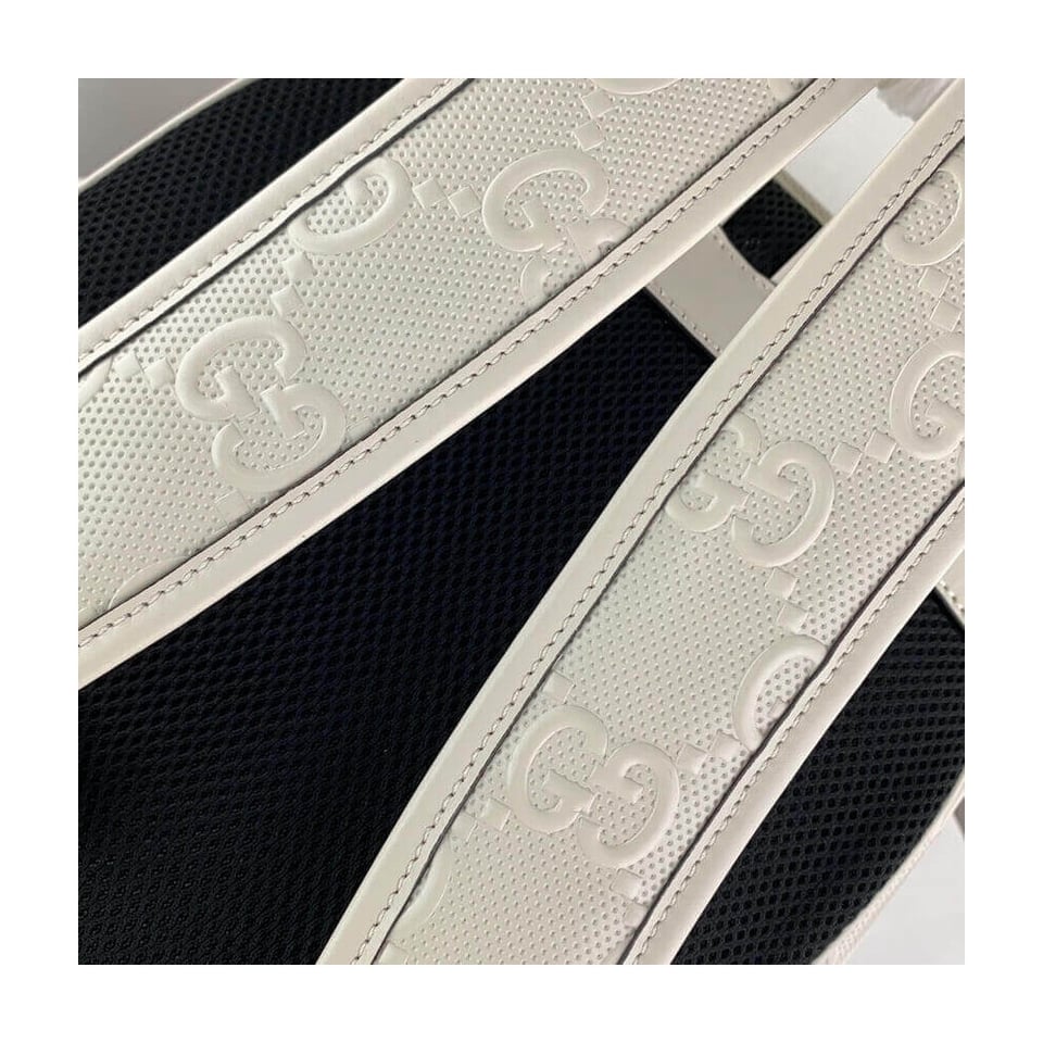 Gucci GG Embossed Backpack in White Leather view 12