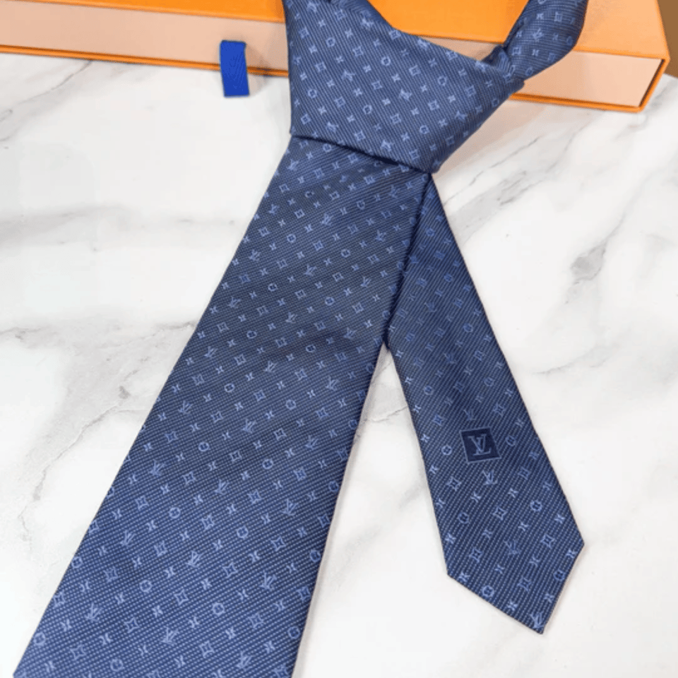 Louis Vuitton Classic Monogram Navy Canvas Tie For Men view 3