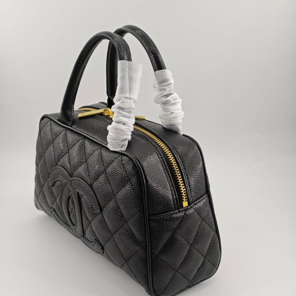 Chanel Quilted Caviar Small Bowler Satchel Black 25Cm/9.8in view 4