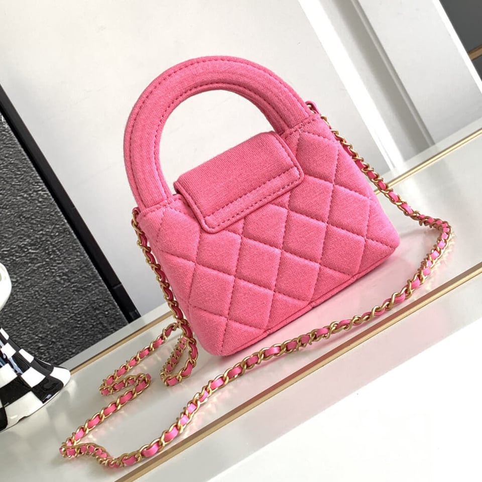 Chanel Jersey Quilted Nano Kelly Shopper Pink Bag 13cm view 6
