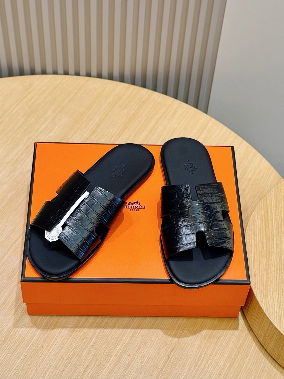 Hermès Black Crocodile Oran Sandals- Shoes for Men view 4