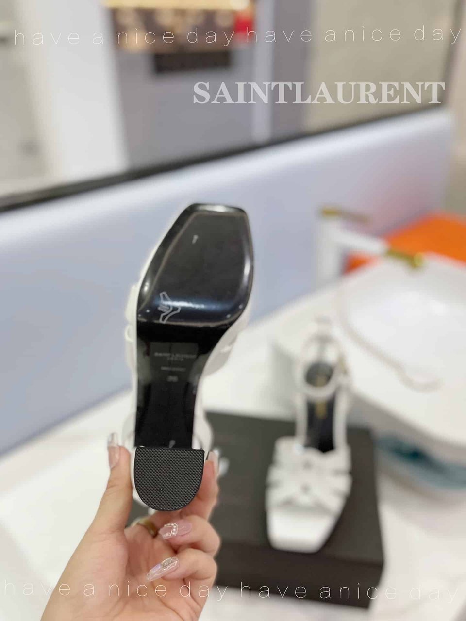 Saint Laurent Tribute Platform Sandals In Smooth Leather White view 11