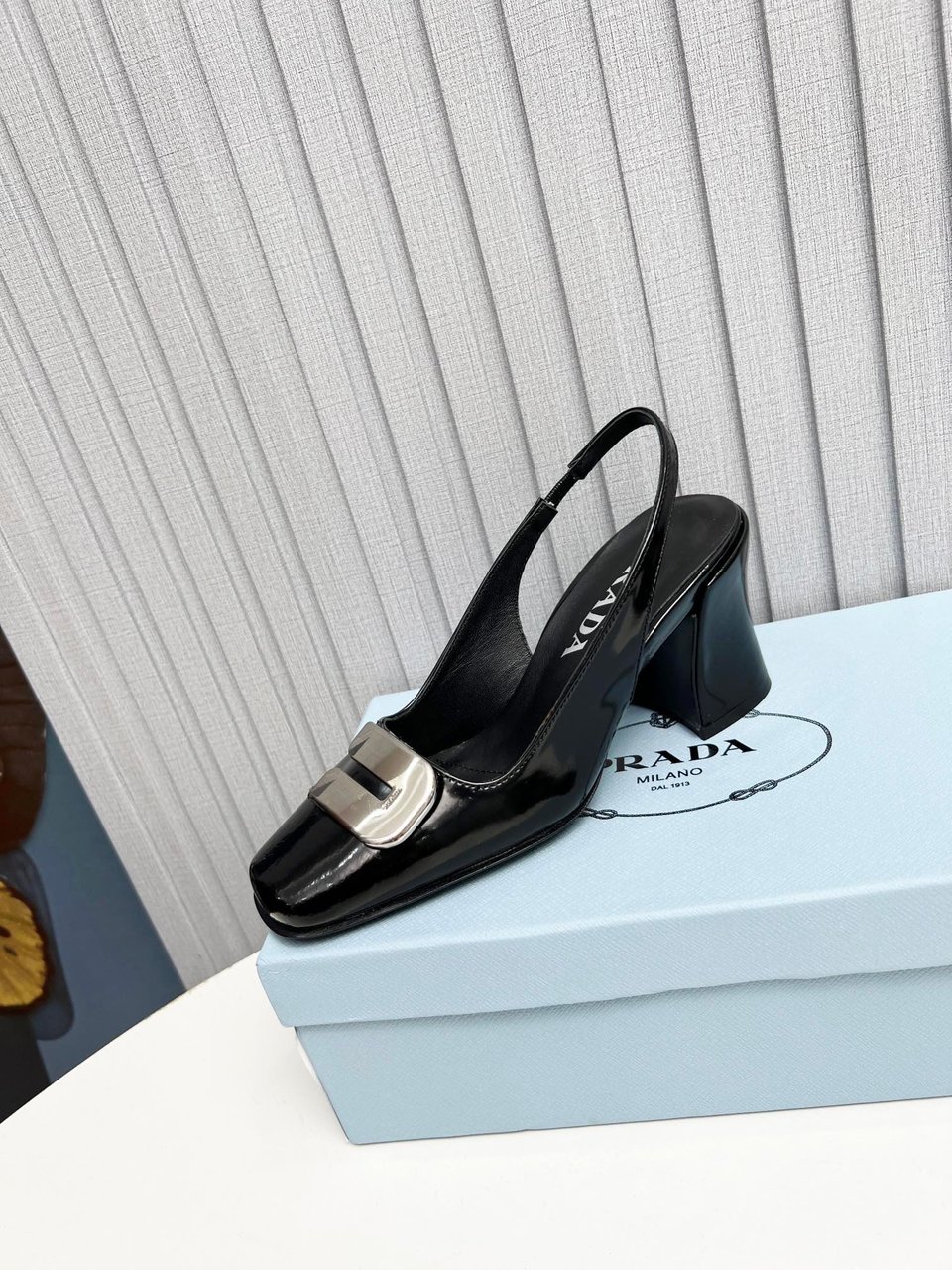 Prada Leather Slingback Pumps Black view 7