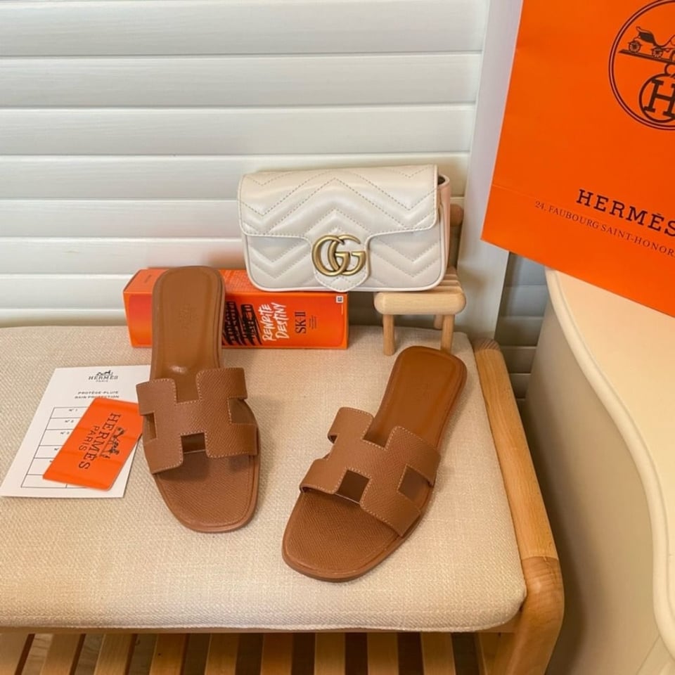 Hermes Slippers Flat Oran Brown H021056Z view 5