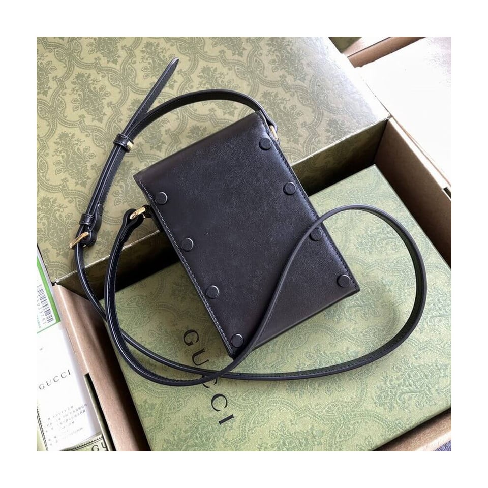 Gucci Horsebit 1955 Mini Bag in Black Leather view 5