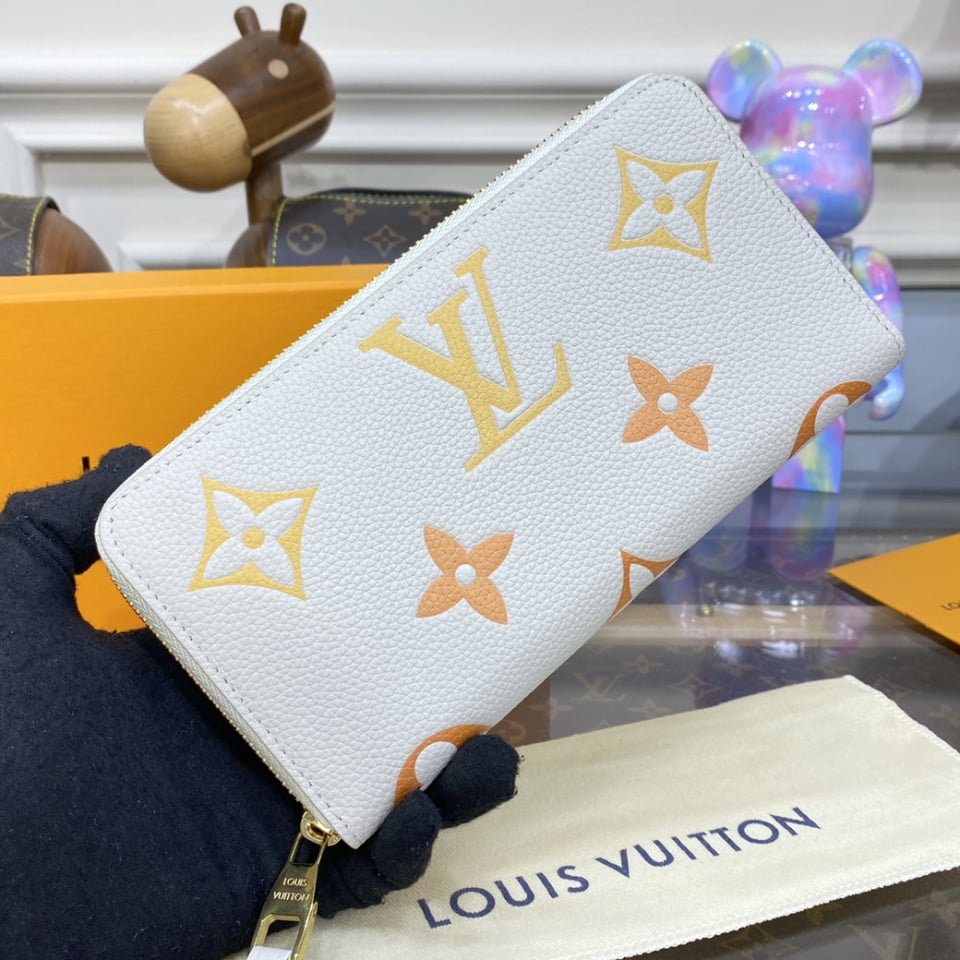 Louis Vuitton Monogram Empreinte Gradient Zippy Wallet Beige Yellow view 5