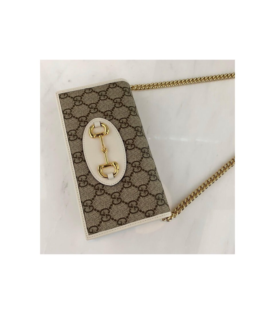 Gucci 1955 Horsebit Wallet With Chain White 19cm view 11