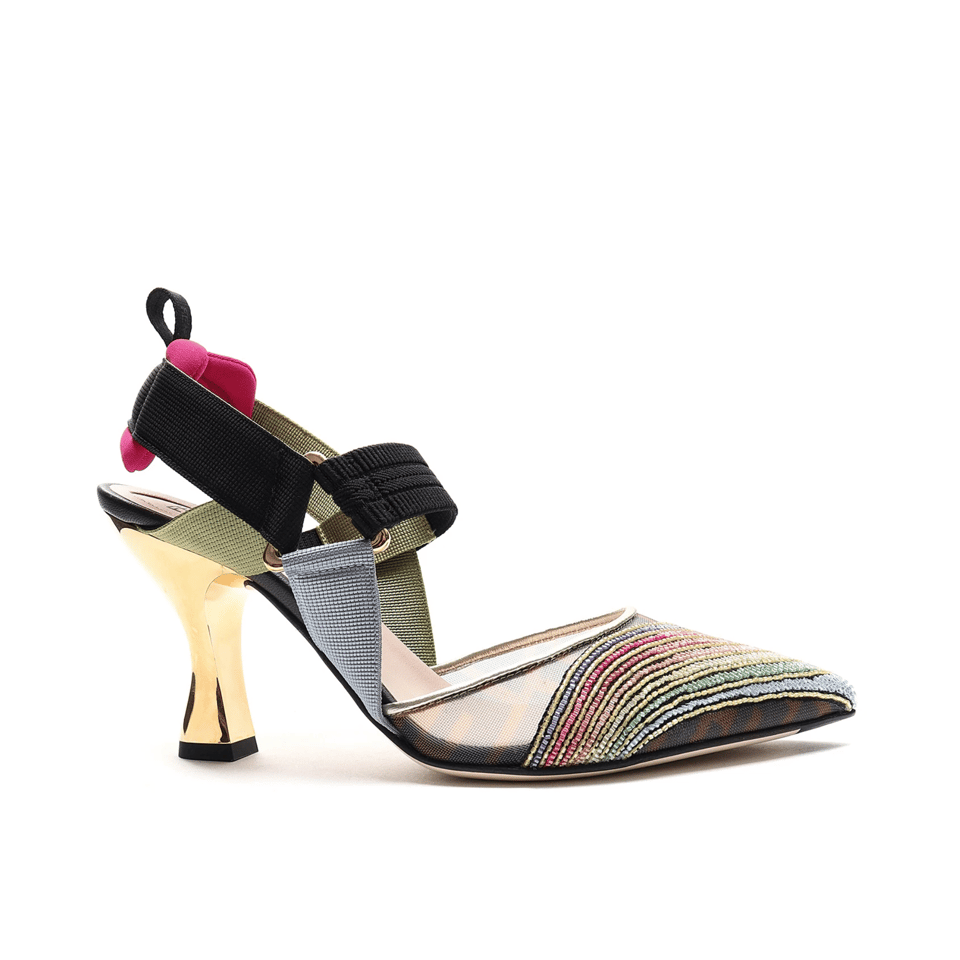 Fendi Colibri 85Mm Beaded Slingback Pumps Rainbow 8J8143Ai1E view 2
