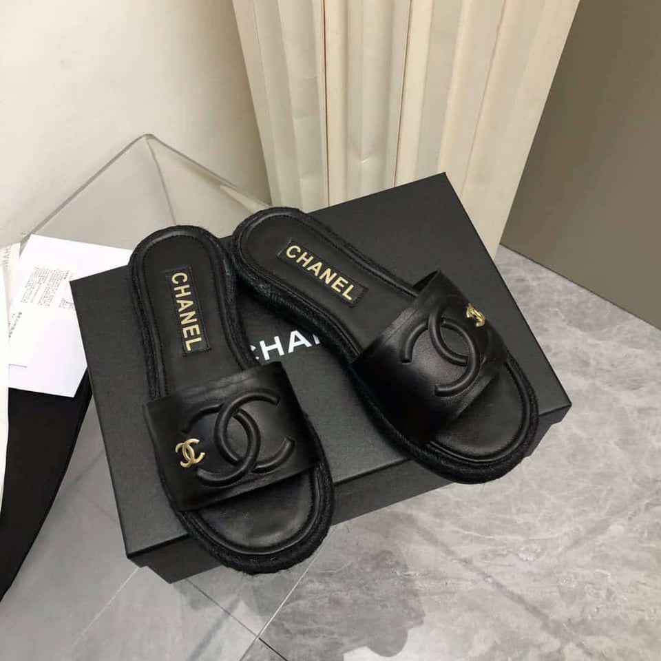 Chanel Black Slide Cc Logo view 3