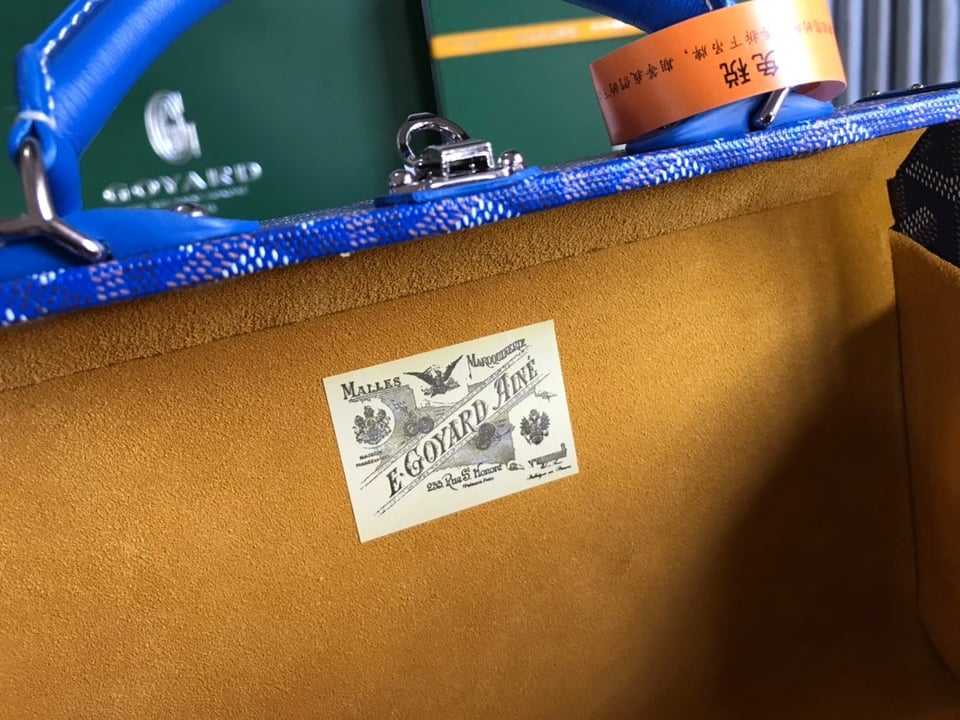 Goyard Grand Hôtel Trunk Bag 24.5cm Blue Goyardine Canvas And Calfskin view 8