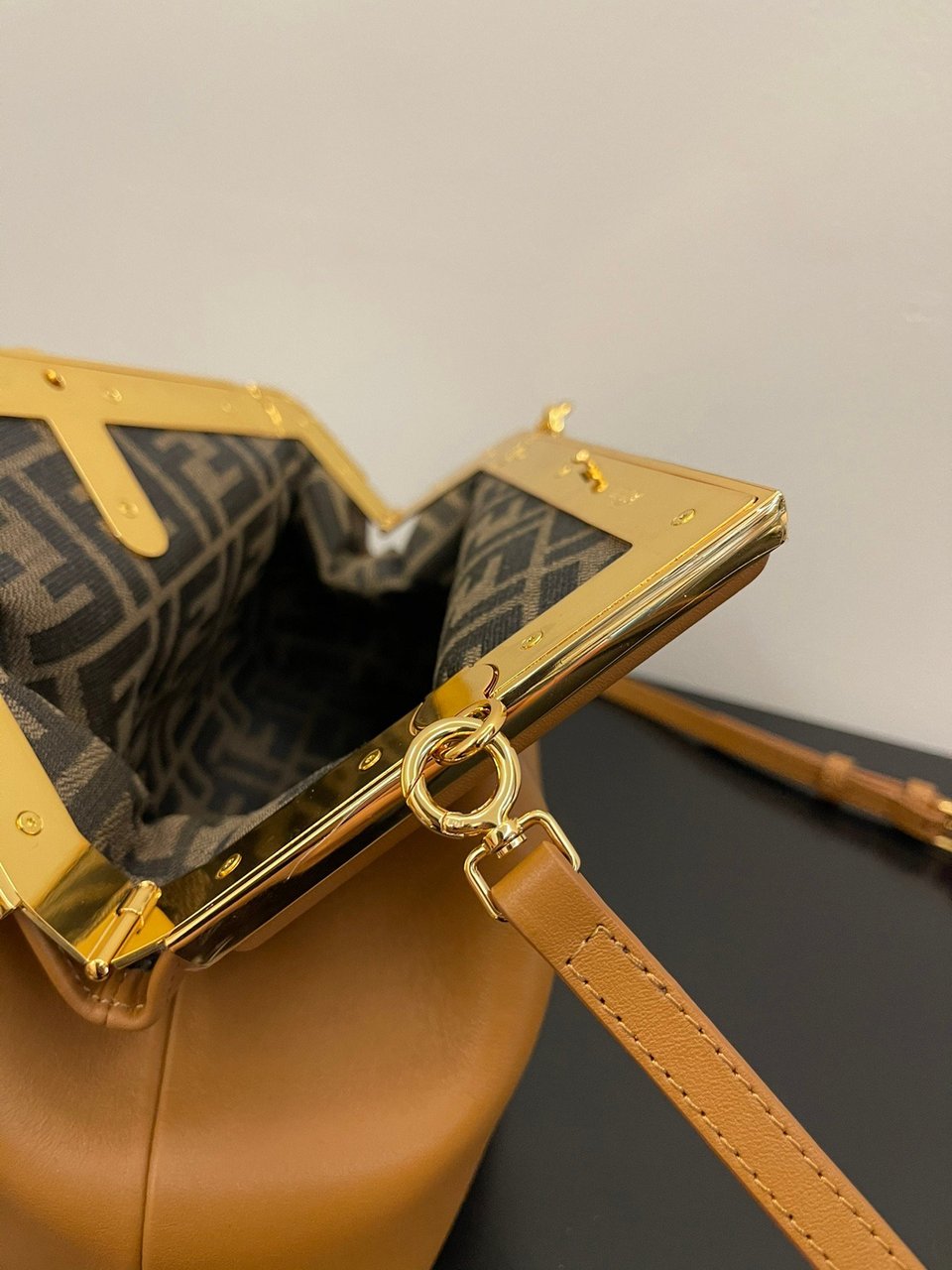 Fendi First Small Nappa Leather Bag Brown 26cm view 6