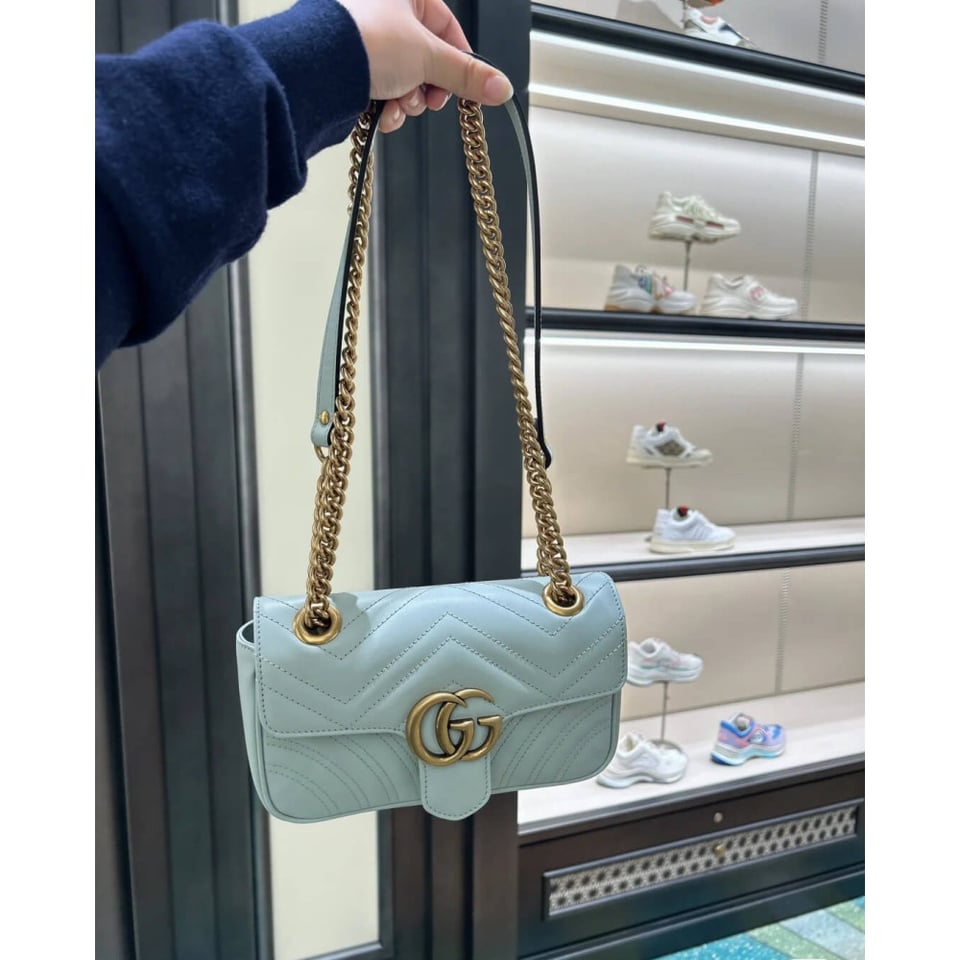 Gucci GG Marmont Matelasse Mini Bag Pale Green view 5