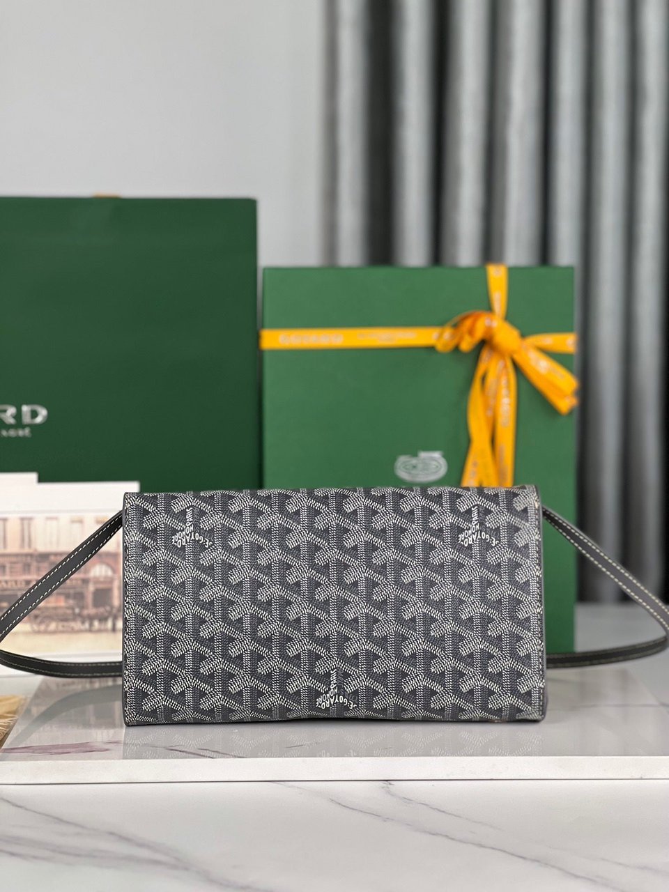 Goyard Monte-Carlo Pm Clutch 25 Cm Gray Goyardine Canvas view 7